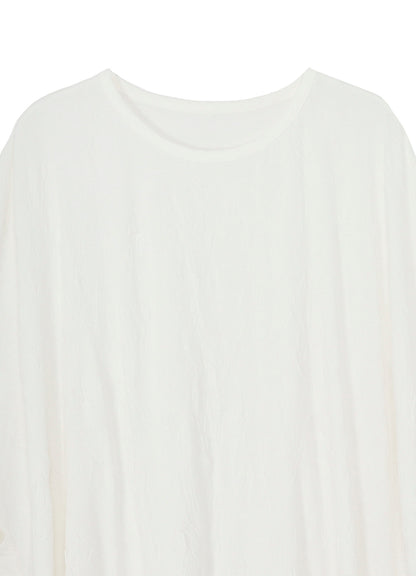 CATHC WASHER WRINKLE JERSEY SIDE BUTTON SHORT SLEEVED T-SHIRT