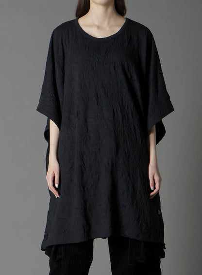 CATHC WASHER WRINKLE JERSEY SIDE BUTTON SHORT SLEEVED T-SHIRT