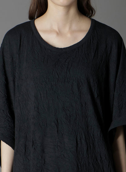 CATHC WASHER WRINKLE JERSEY SIDE BUTTON SHORT SLEEVED T-SHIRT