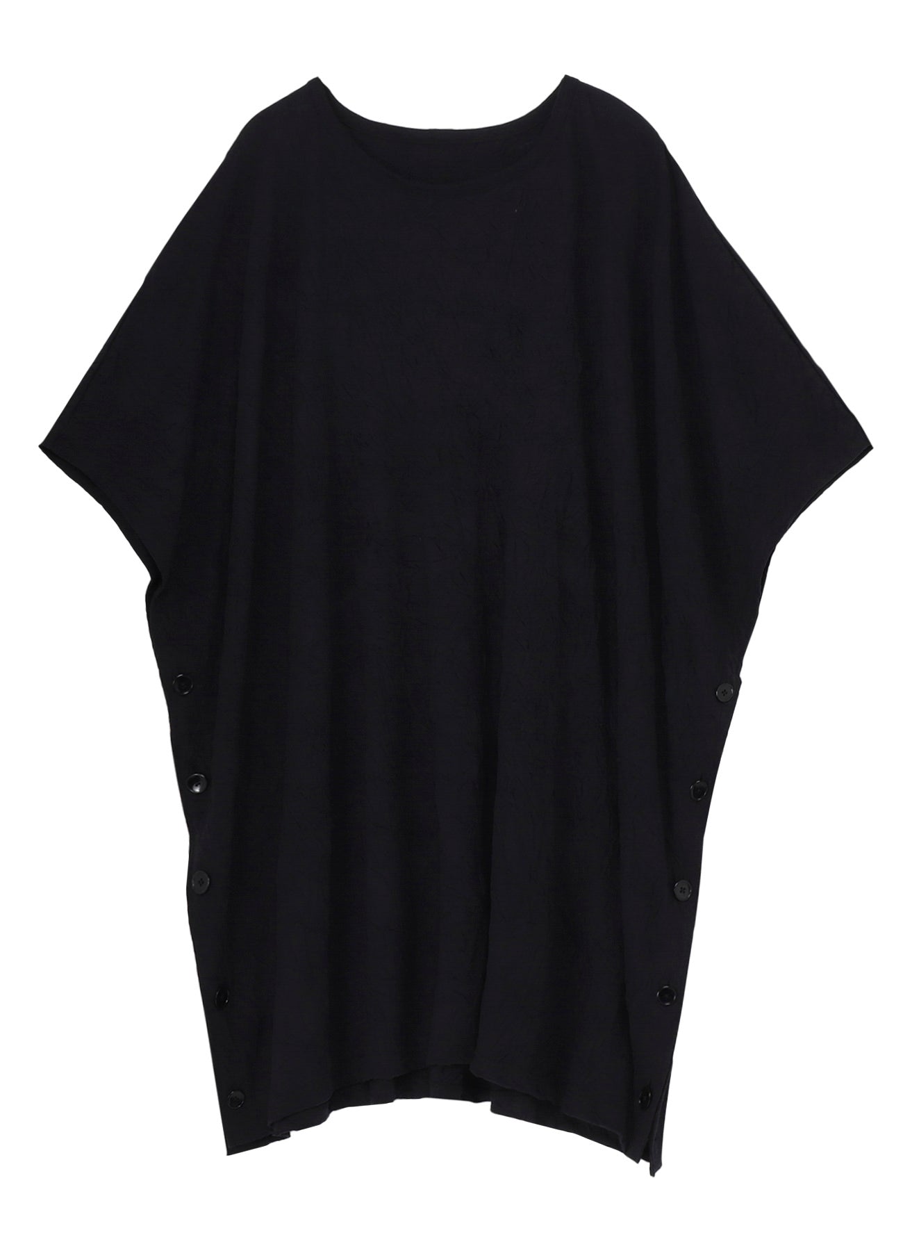 CATHC WASHER WRINKLE JERSEY SIDE BUTTON SHORT SLEEVED T-SHIRT