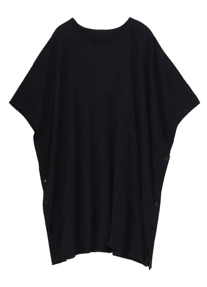 CATHC WASHER WRINKLE JERSEY SIDE BUTTON SHORT SLEEVED T-SHIRT