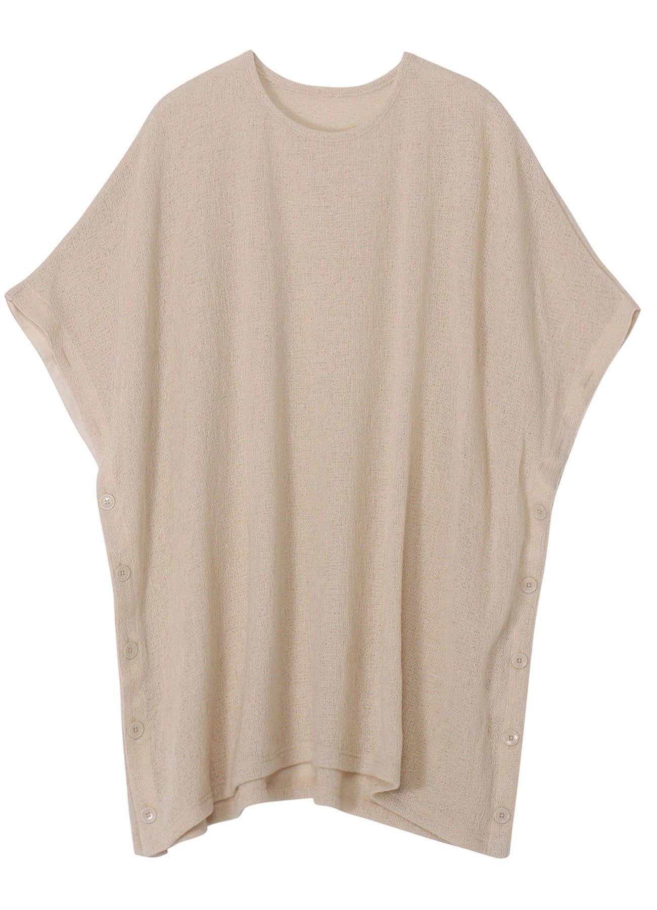 SPIDER WEB KNIT SIDE BUTTON SHORT SLEEVED T-SHIRT