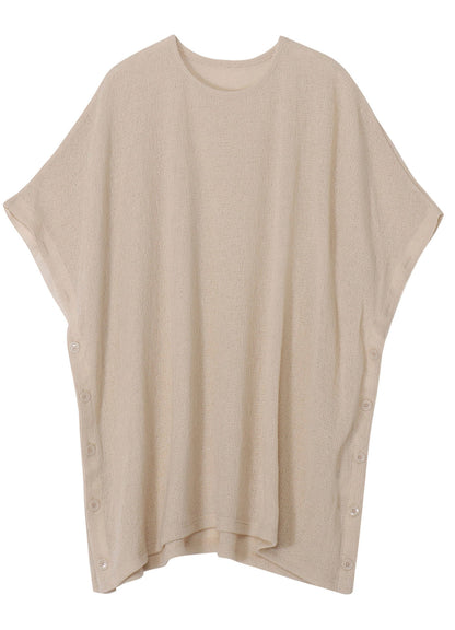 SPIDER WEB KNIT SIDE BUTTON SHORT SLEEVED T-SHIRT