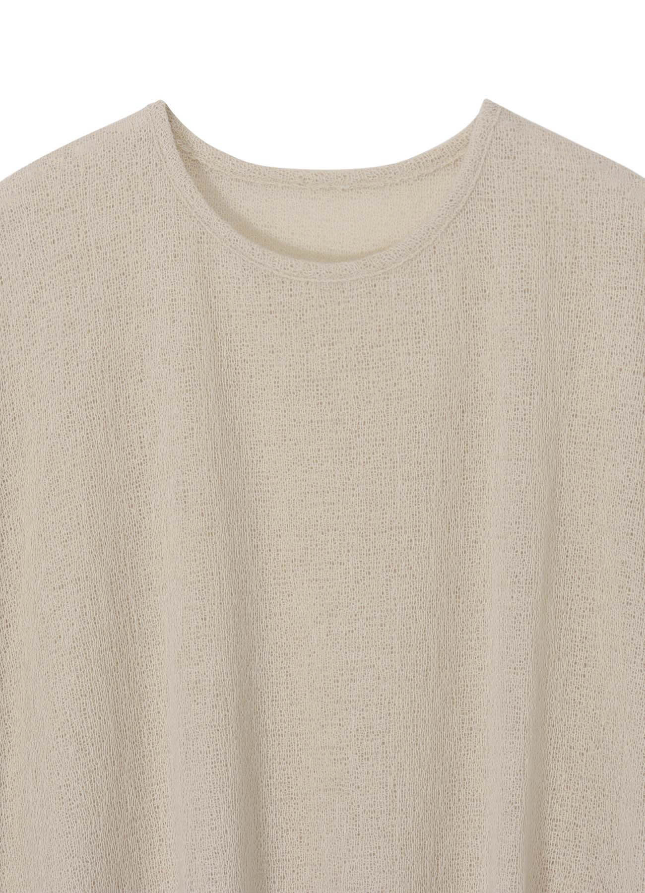 SPIDER WEB KNIT SIDE BUTTON SHORT SLEEVED T-SHIRT
