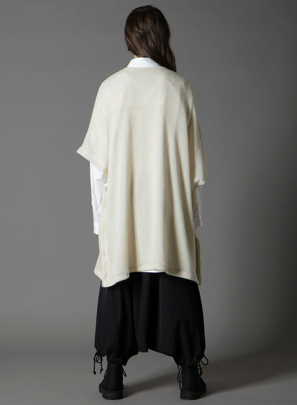 SPIDER WEB KNIT SIDE BUTTON SHORT SLEEVED T-SHIRT