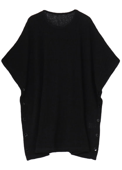 SPIDER WEB KNIT SIDE BUTTON SHORT SLEEVED T-SHIRT
