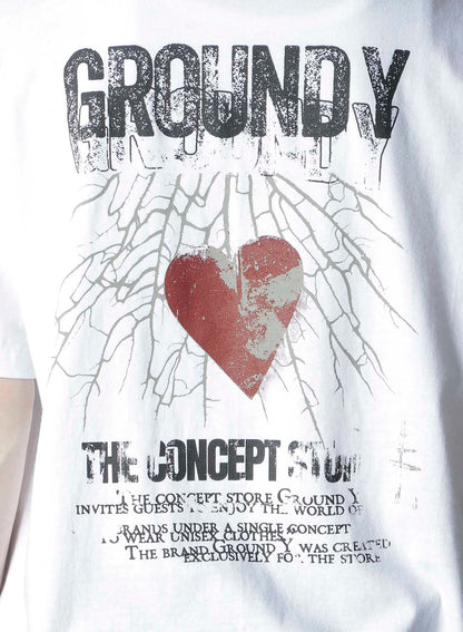 COTTON JERSEY HEART GRAPHIC T-SHIRT