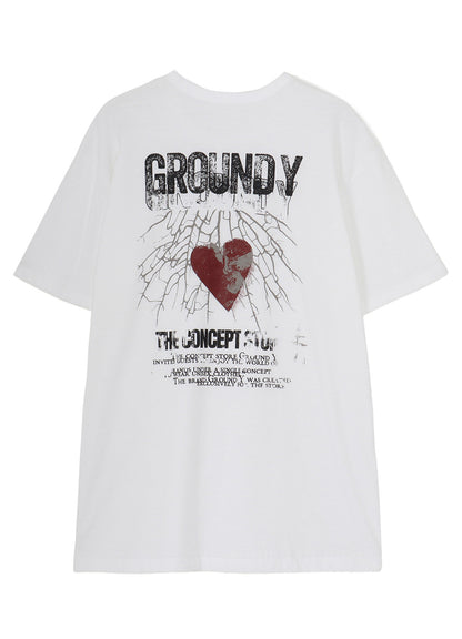 COTTON JERSEY HEART GRAPHIC T-SHIRT