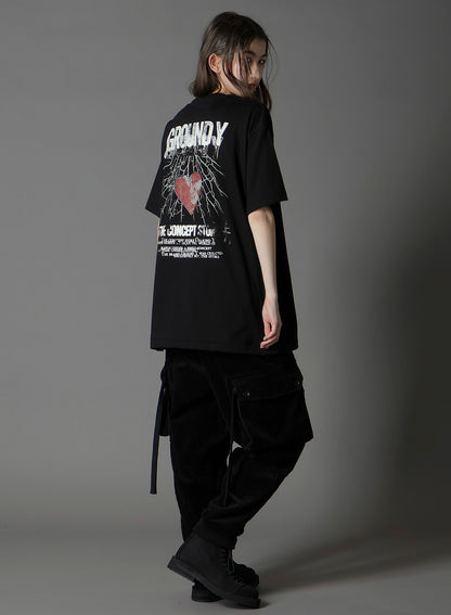 COTTON JERSEY HEART GRAPHIC T-SHIRT