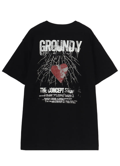 COTTON JERSEY HEART GRAPHIC T-SHIRT