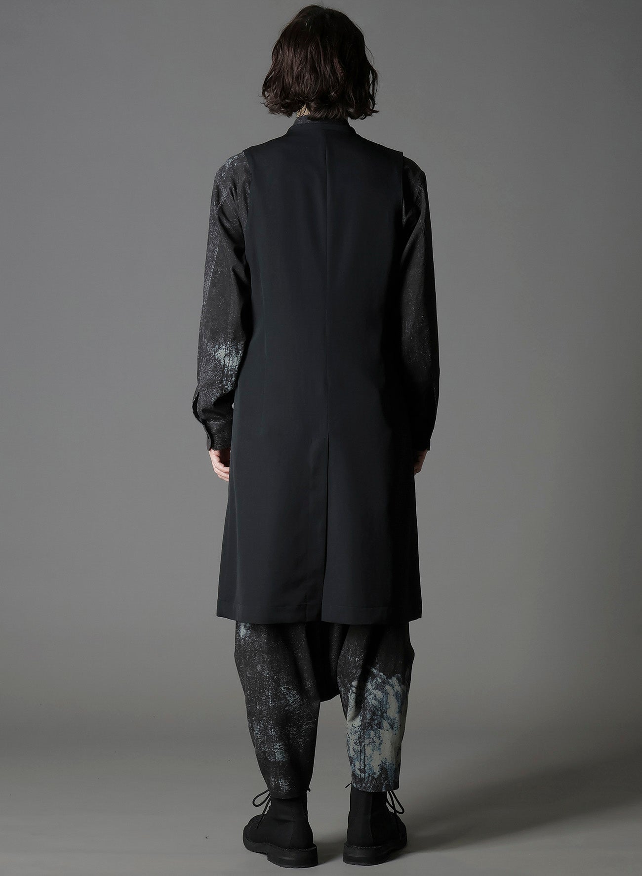 WOOL GABARDINE SINGLE LONG VEST