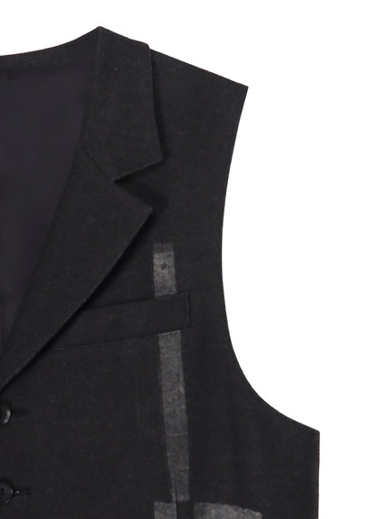 FLANNEL STRIPE PATTERN SINGLE LONG VEST