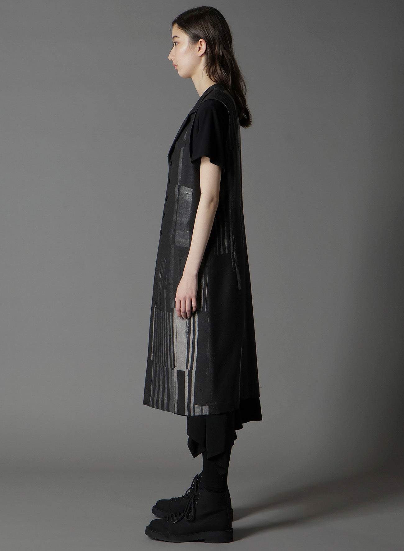FLANNEL STRIPE PATTERN SINGLE LONG VEST