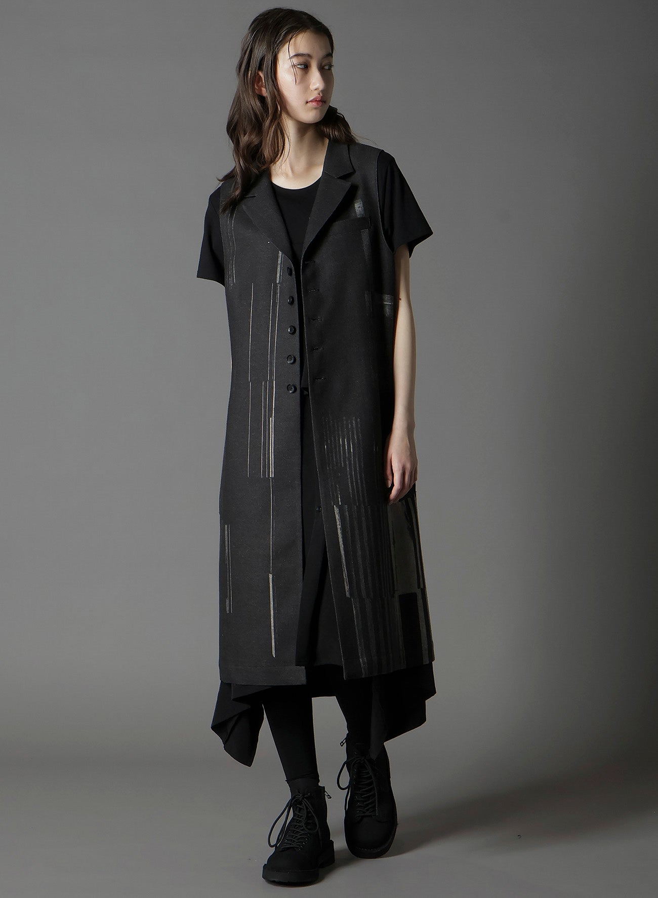 FLANNEL STRIPE PATTERN SINGLE LONG VEST