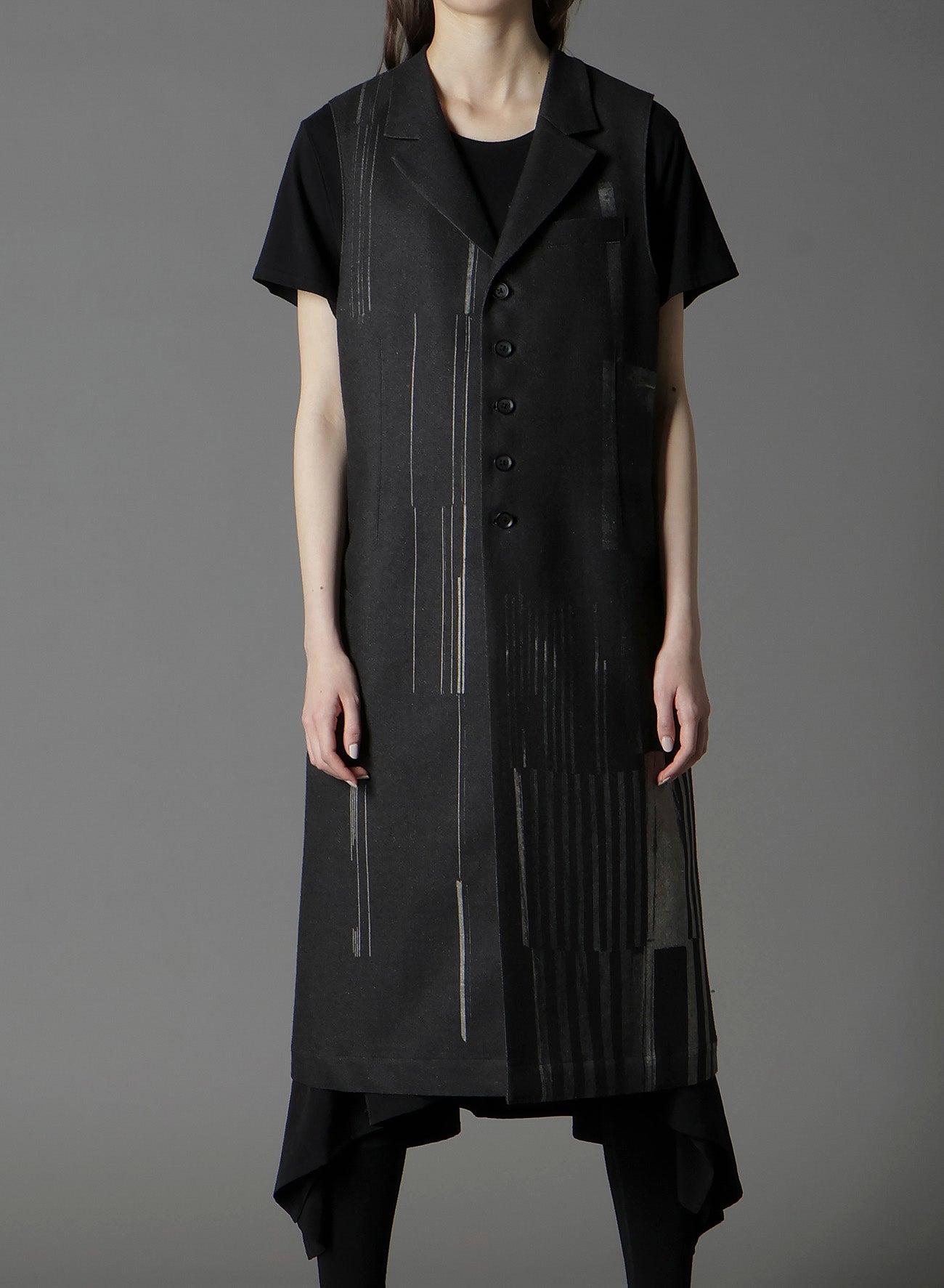 FLANNEL STRIPE PATTERN SINGLE LONG VEST