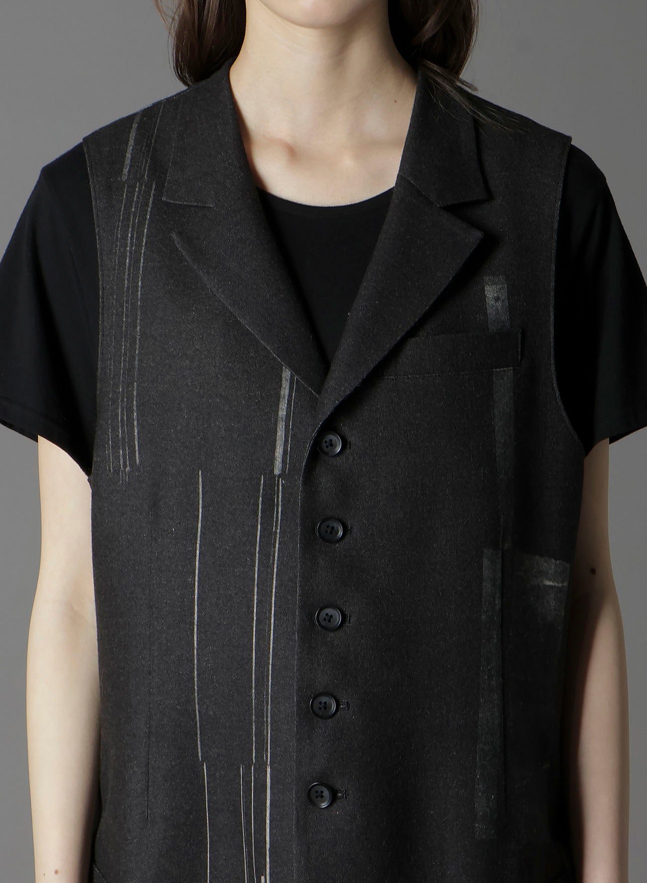 FLANNEL STRIPE PATTERN SINGLE LONG VEST