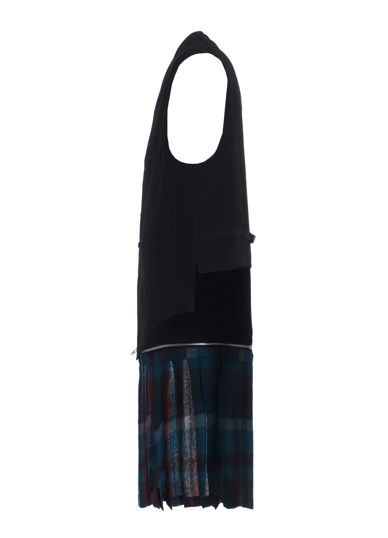 W/GABARDINE DOUBLE GAUZE  PLEATED VEST
