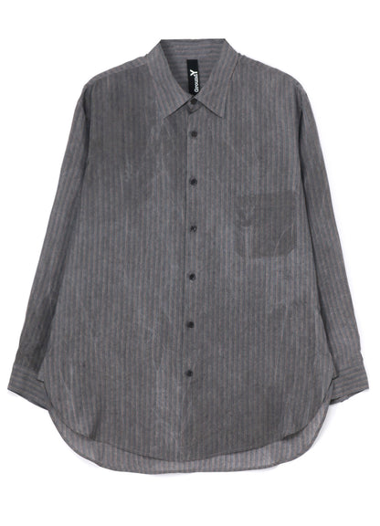 INK DYED STRIPE CUPRO RAYON A BIG COLLAR SHIRT