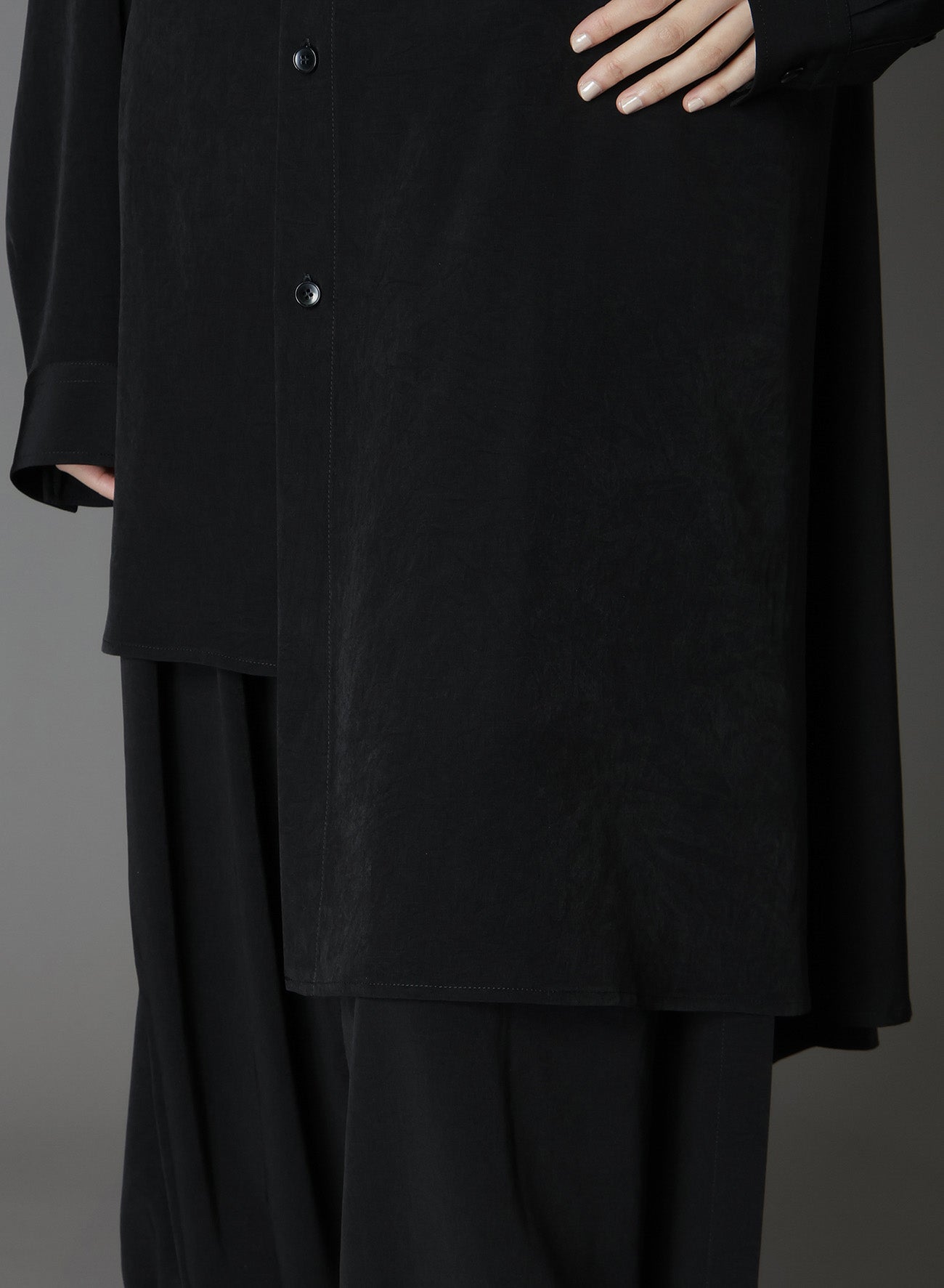 CREPE DE CHINE LEFT DRAPED SHIRT