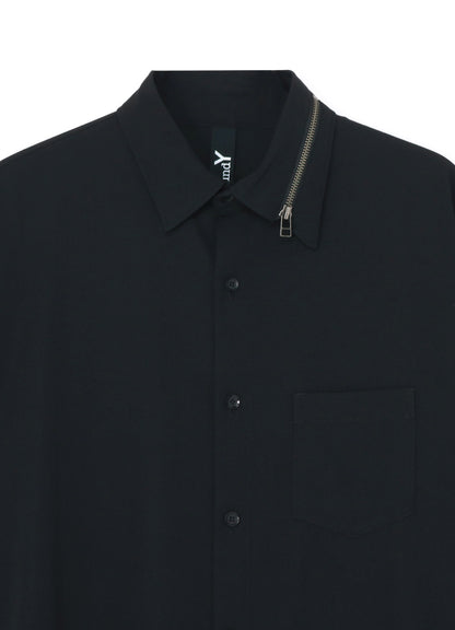 WOOL GABARDINE COLLAR ZIPPER SHIRT