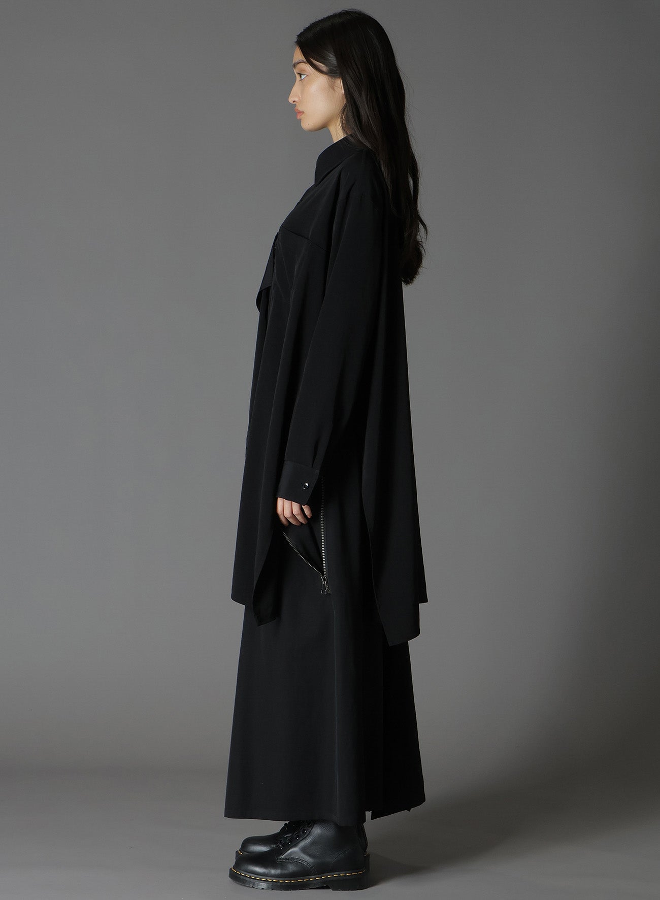 CREPE DE CHINE CUT-OUT LONG SHIRT