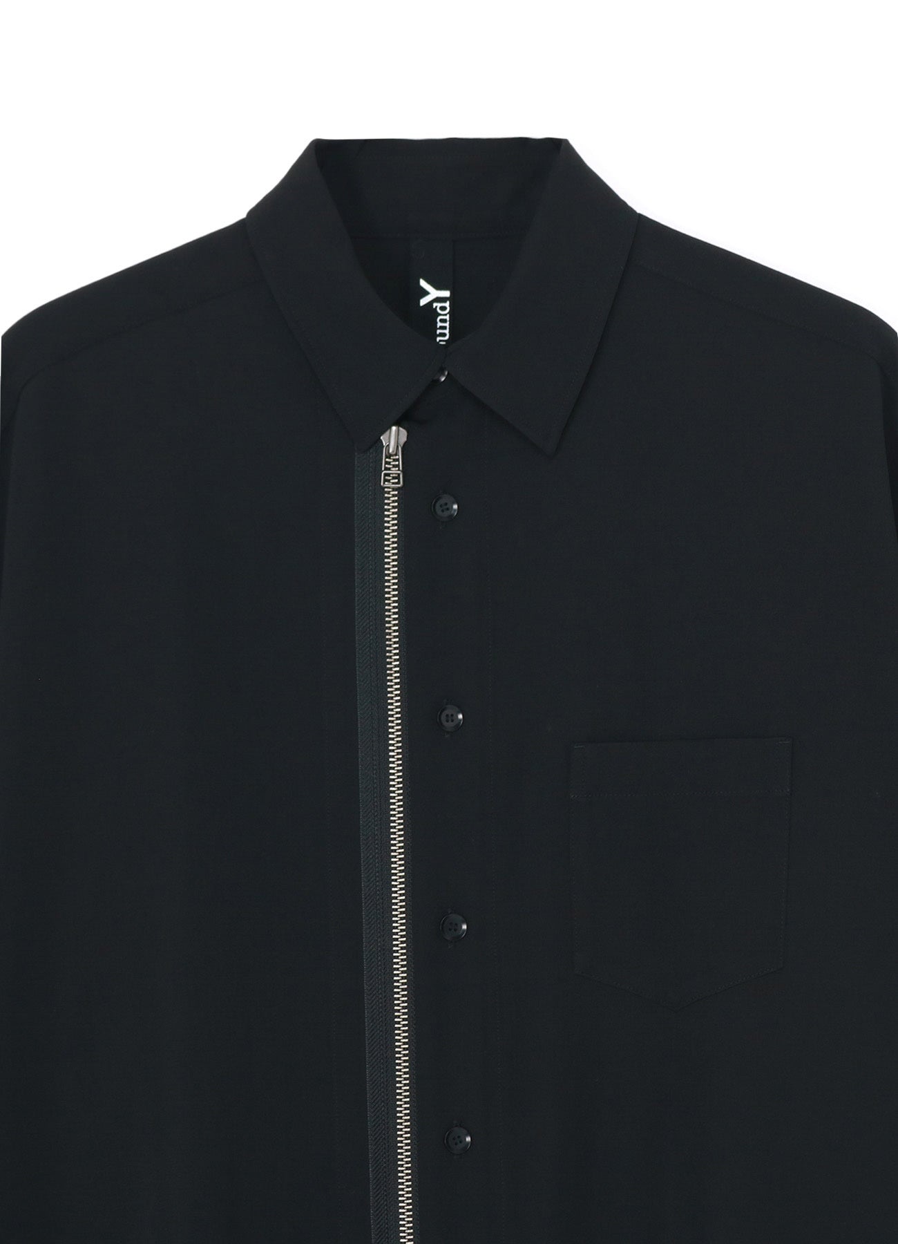 WOOL GABARDINE FRONT ZIPPER SHIRT