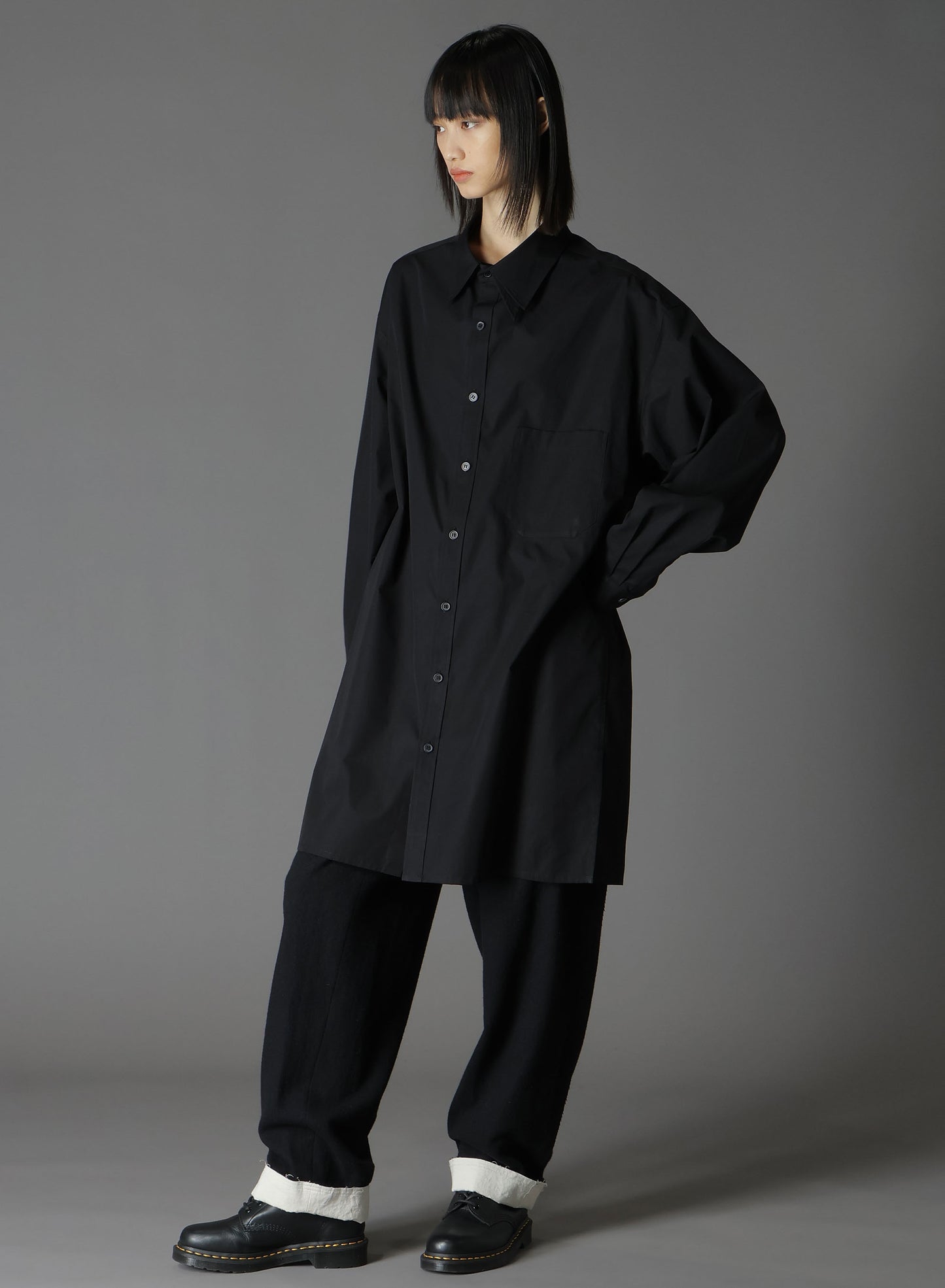 COTTON BROAD CLOTH SPARE COLLAR BIG SHIRT