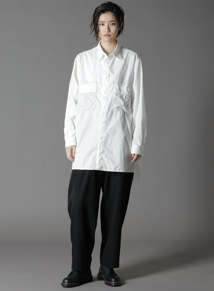 COTTON BROAD SHIRT WITH FULLED WOOL GAUZE POCKETS