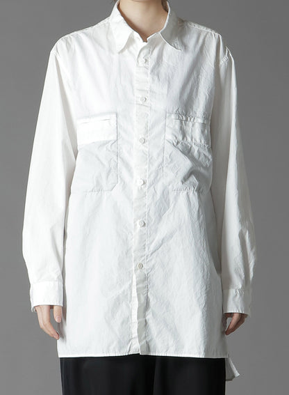 COTTON BROAD SHIRT WITH FULLED WOOL GAUZE POCKETS