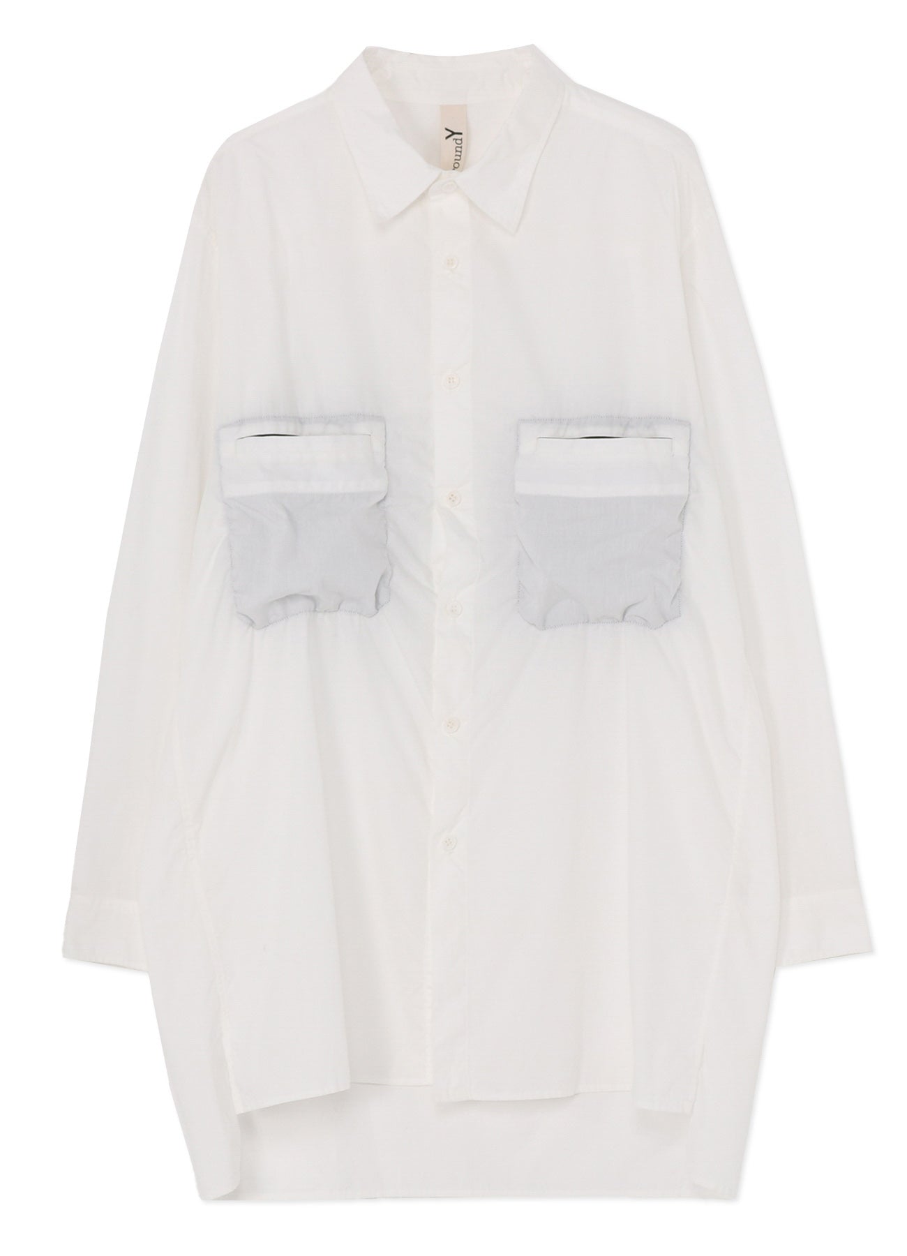 COTTON BROAD SHIRT WITH FULLED WOOL GAUZE POCKETS