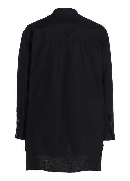 COTTON BROAD LONG SHIRT WITH FULLED WOOL GAUZE POCKETS