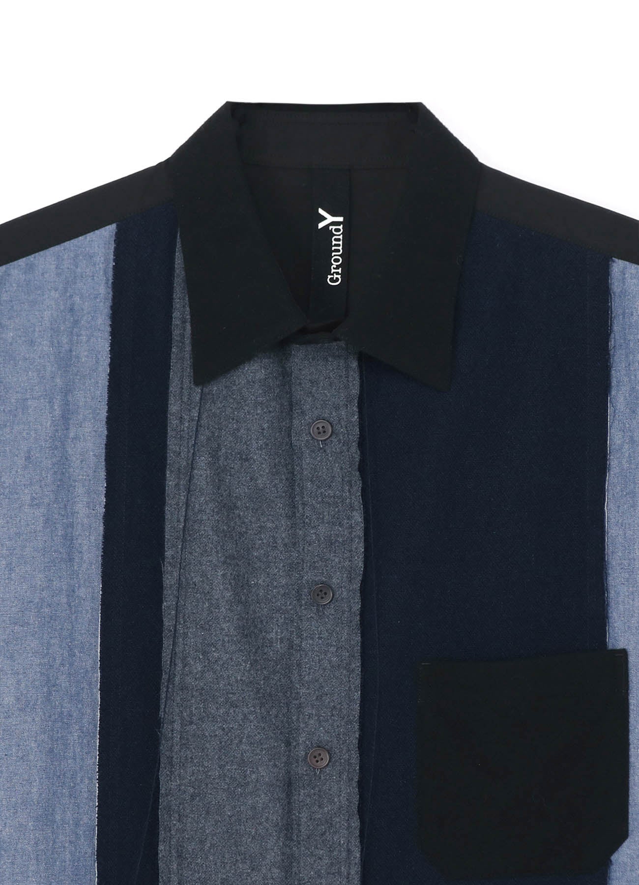 VARIOUS MATERIAL COMBINATION ASYMMETRY STANDARD SHIRT