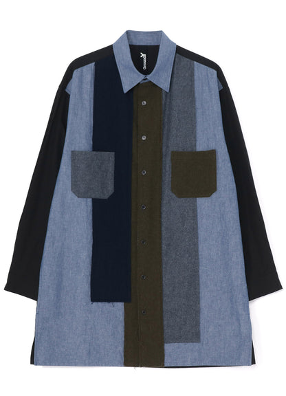 VARIOUS MATERIAL COMBINATION DESIGN BIG SHIRT