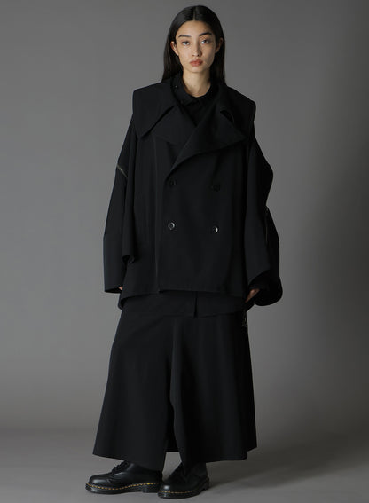 WOOL GABARDINE SLEEVE ZIPPER COAT