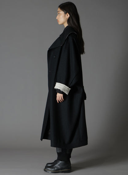 WOOL COMPRESSED BOUCLE TRUNCATED TRENCH COAT