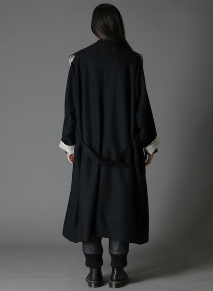 WOOL COMPRESSED BOUCLE TRUNCATED TRENCH COAT