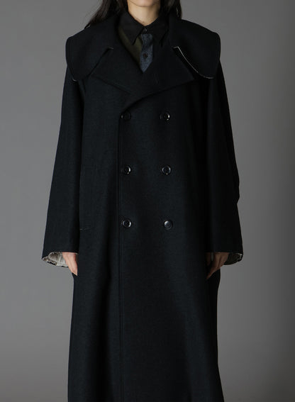 WOOL COMPRESSED BOUCLE TRUNCATED TRENCH COAT