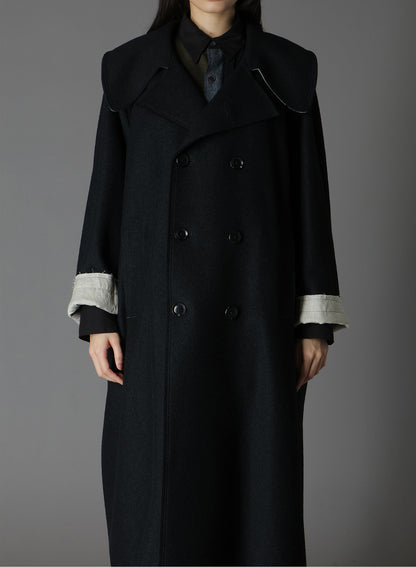 WOOL COMPRESSED BOUCLE TRUNCATED TRENCH COAT