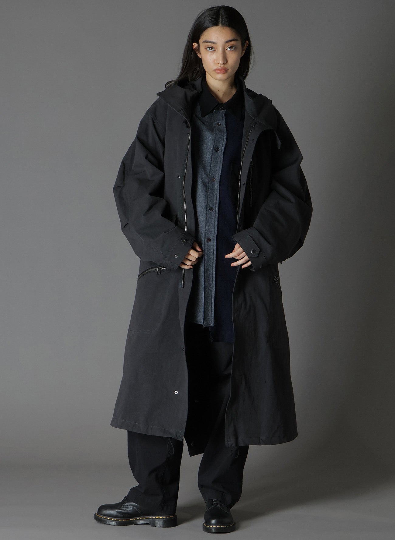 COTTON POPLIN WA ZIPPER POCKET MOD COAT