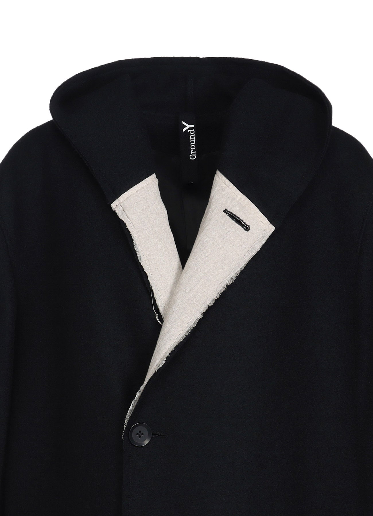 WOOL COMPRESSED BOUCLE TRUNCATED HOOD COAT