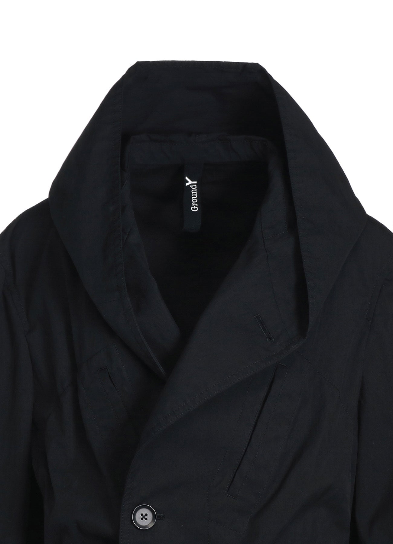 COTTON/NYLON OXFORD HOODED COAT WITH FULLED WOOL GAUZE POCKETS