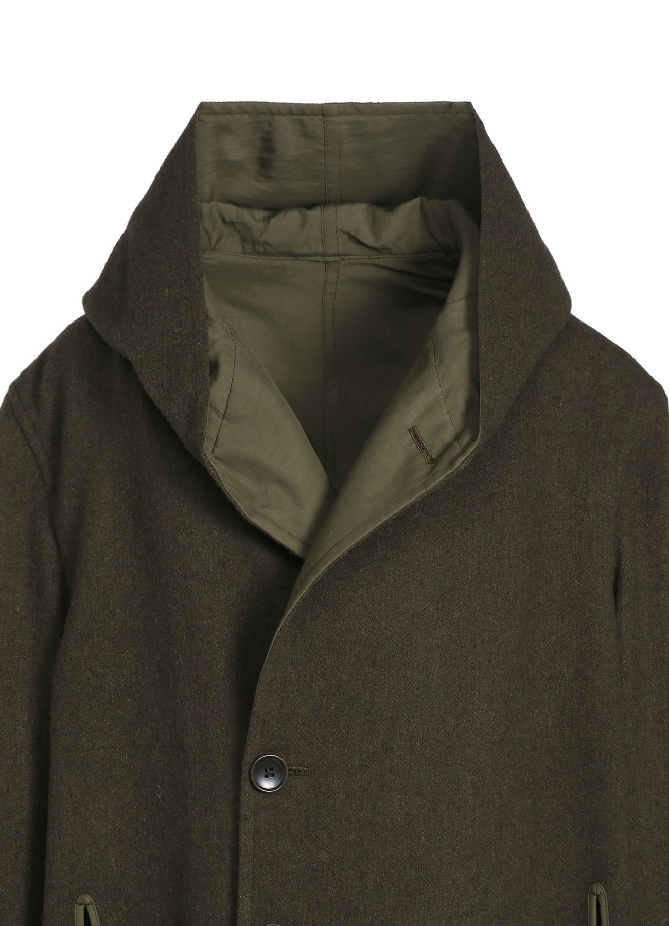 VARIOUS MATERIAL COMBINATION REVERSIBLE HOODED COAT