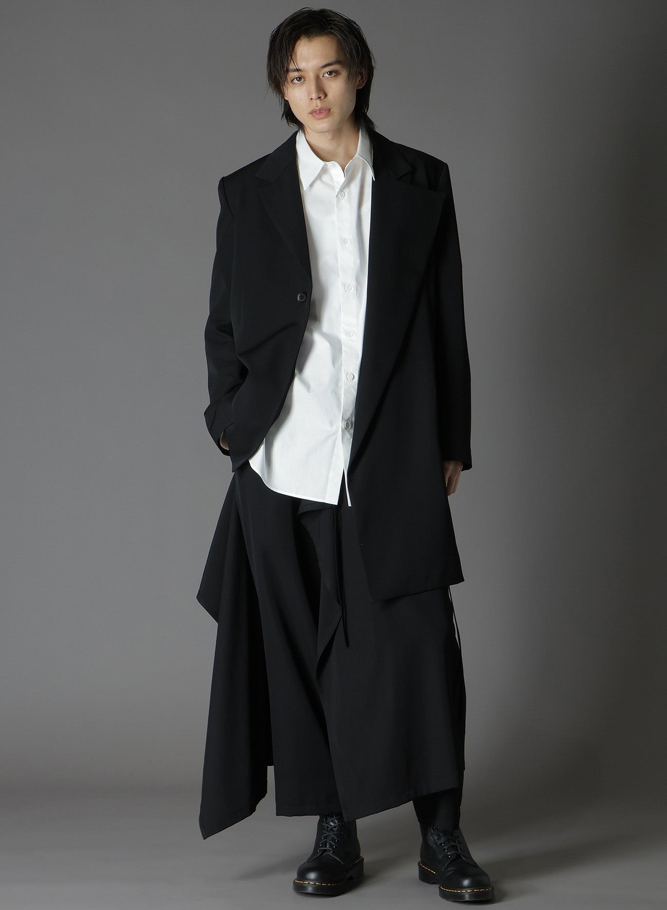 WOOL GABARDINE ASYMMETRICAL JACKET