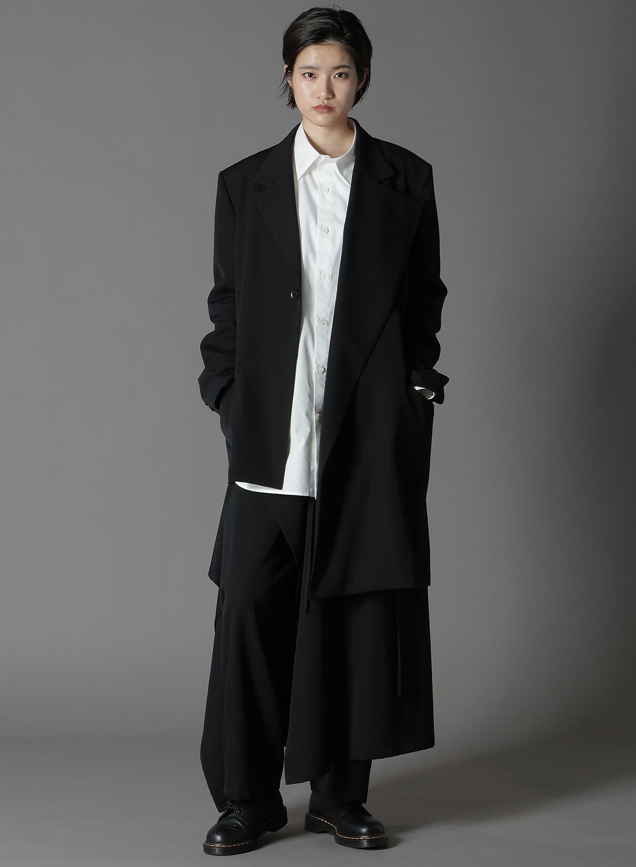 WOOL GABARDINE ASYMMETRICAL JACKET