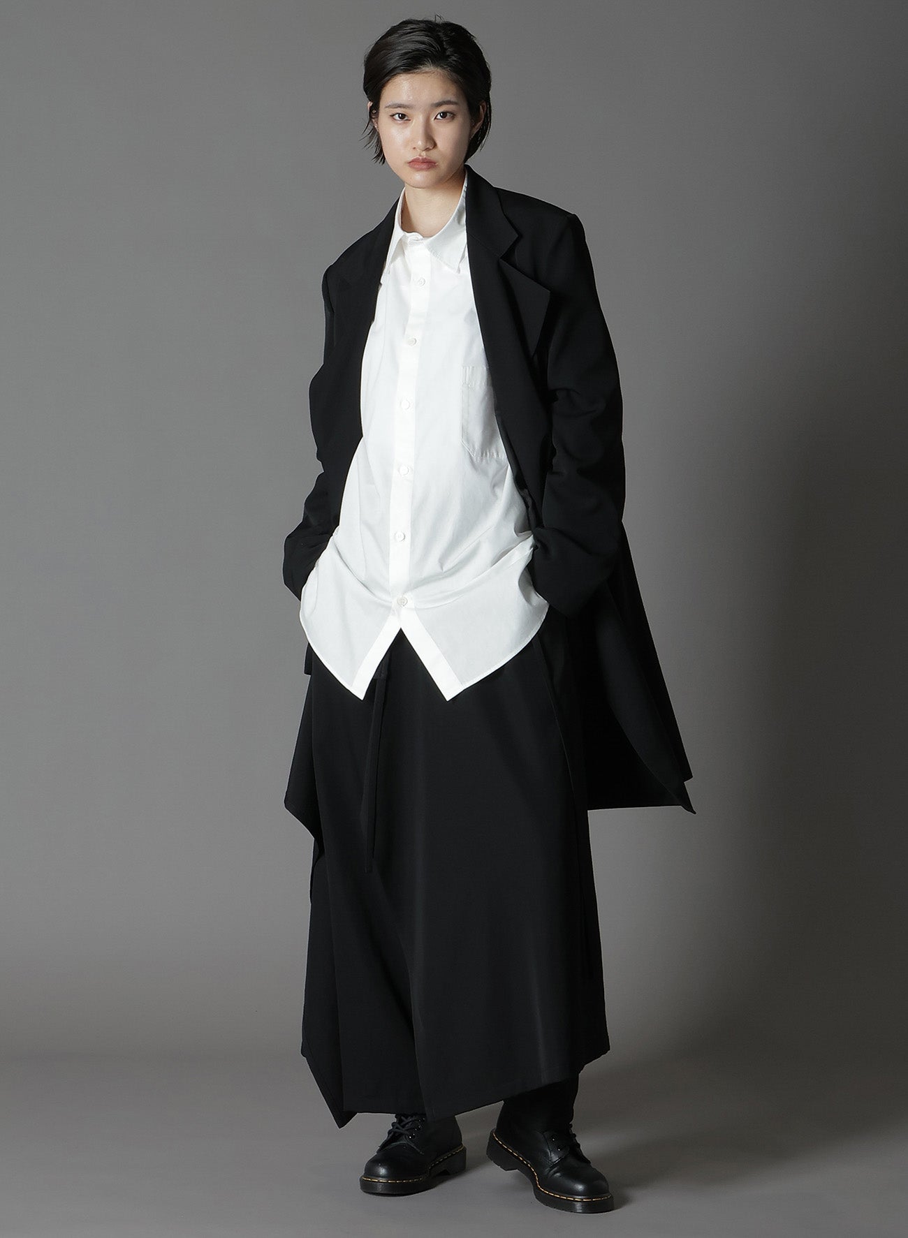 WOOL GABARDINE ASYMMETRICAL JACKET