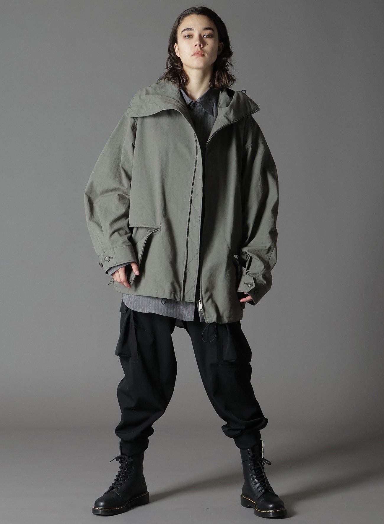 COTTON CROSS WA ZIPPER POCKET HOODED BLOUSON