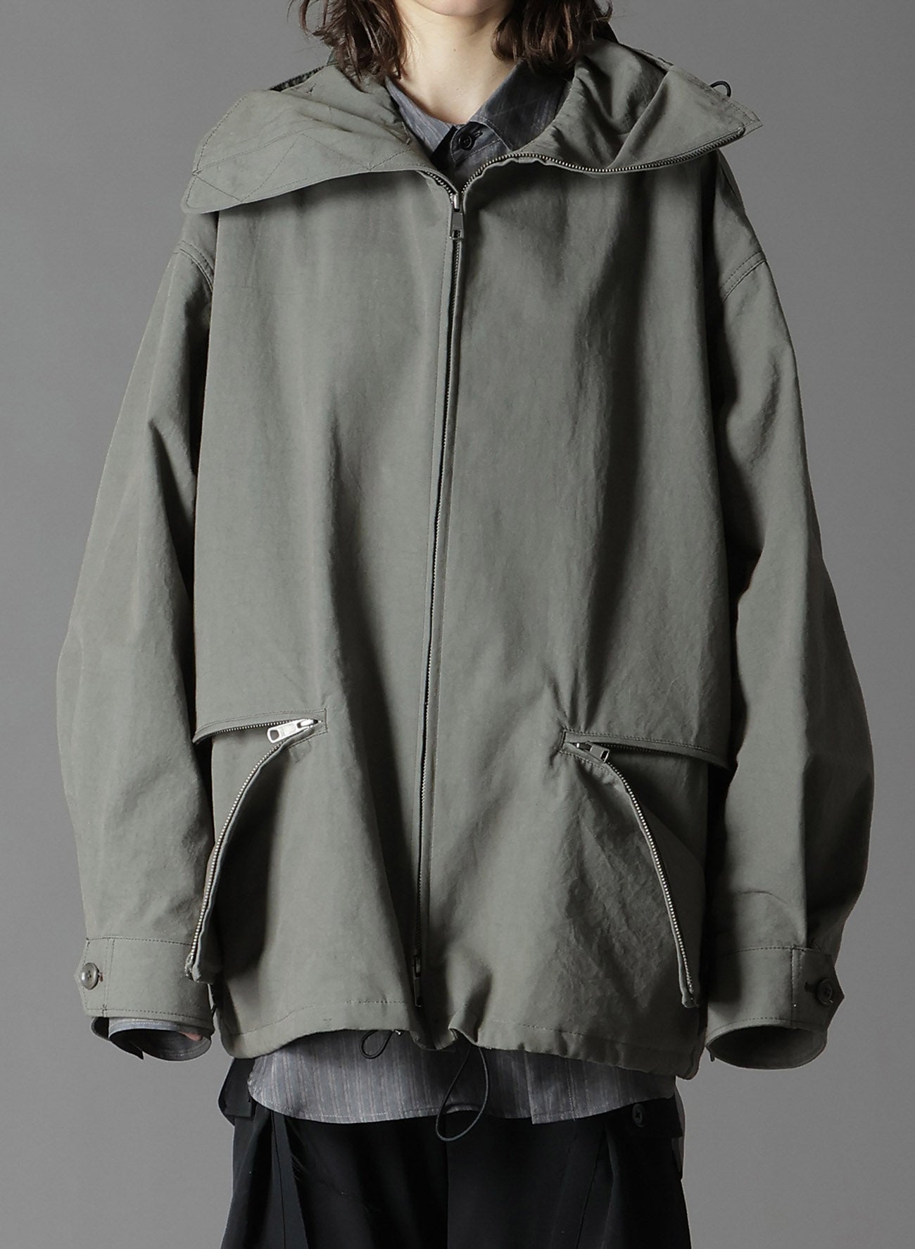 COTTON CROSS WA ZIPPER POCKET HOODED BLOUSON