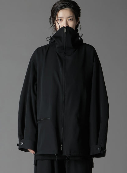 WOOL GABARDINE ZIPPER POCKET HOODED BLOUSON