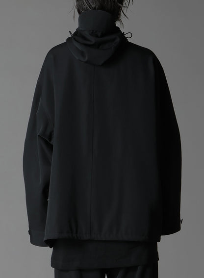 WOOL GABARDINE ZIPPER POCKET HOODED BLOUSON