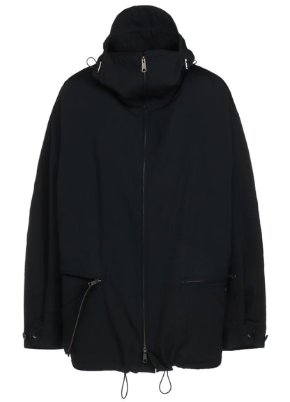 WOOL GABARDINE ZIPPER POCKET HOODED BLOUSON